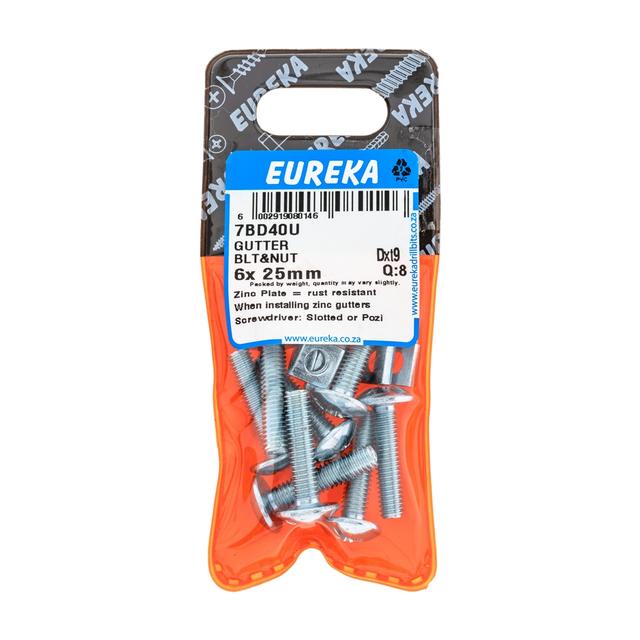 Gutter Bolt & Nut 6x25mm Q:8